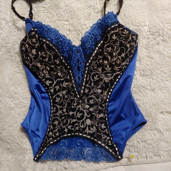 Cassandra Intimates Cobalt Blue lace Corset Bustier 36D - Picture 1 of 5